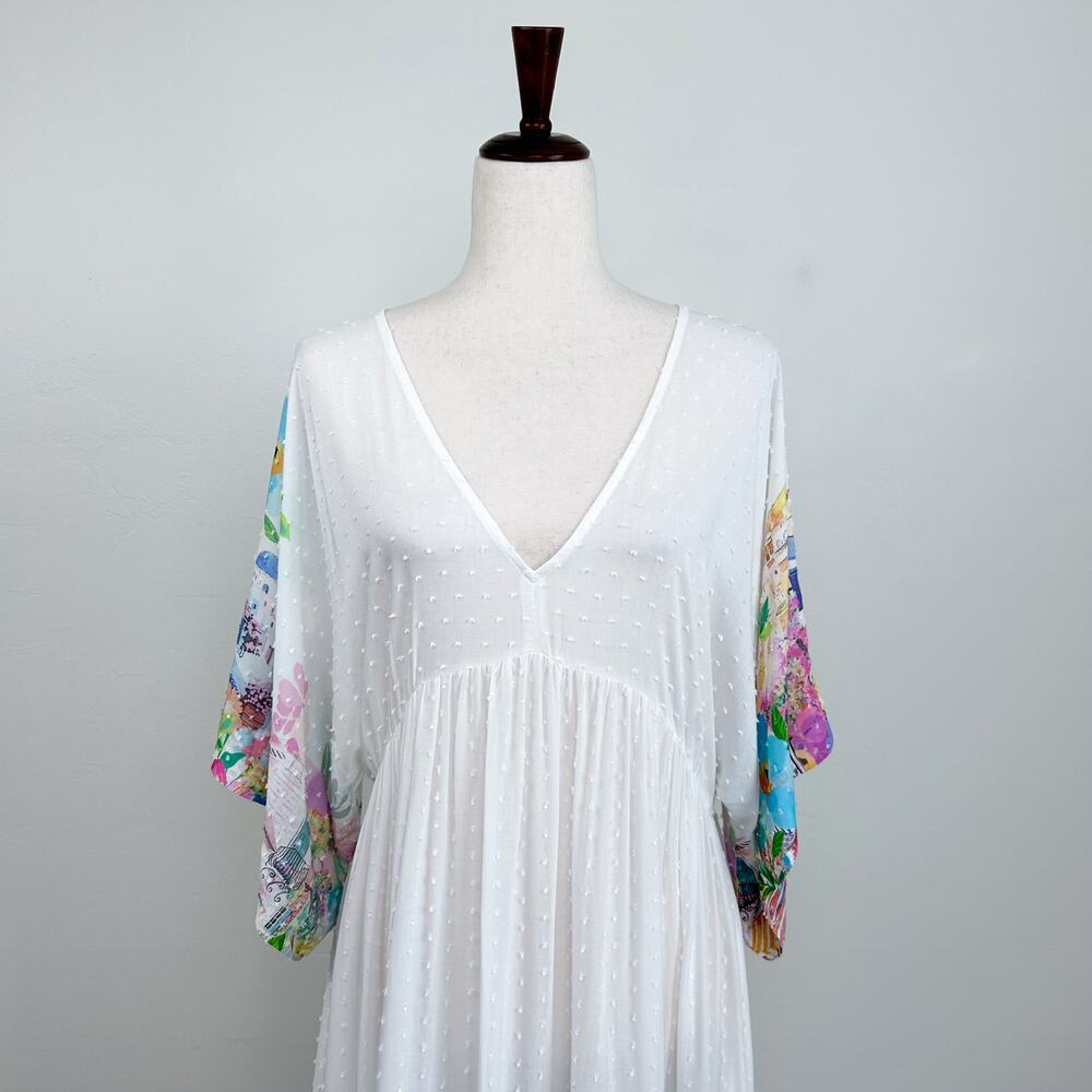 Johnny Was Spello Kaftan XS White Tropical Dolman Kaftan Maxi Dress NWOT - Picture 5 of 14